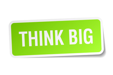 think big green square sticker on white background