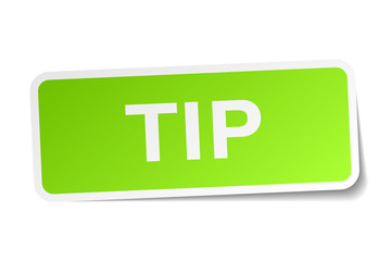 tip green square sticker on white background