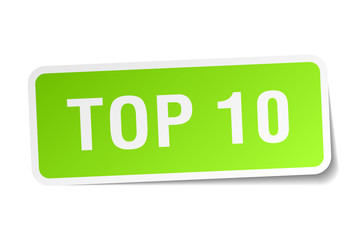 top 10 green square sticker on white background