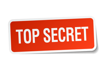 top secret red square sticker isolated on white