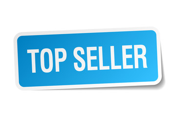 top seller blue square sticker isolated on white