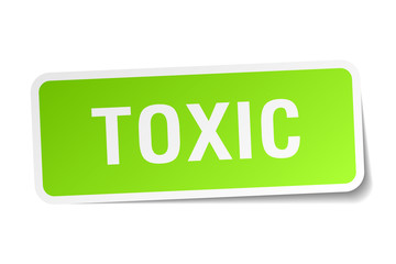 toxic green square sticker on white background