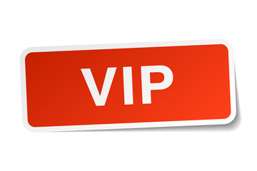 vip red square sticker isolated on white