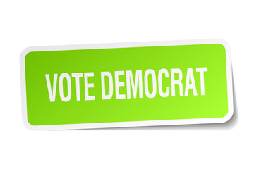 vote democrat green square sticker on white background