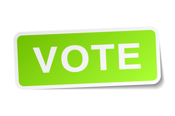 vote green square sticker on white background