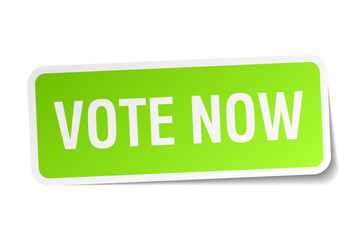 vote now green square sticker on white background