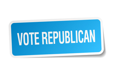 vote republican blue square sticker isolated on white
