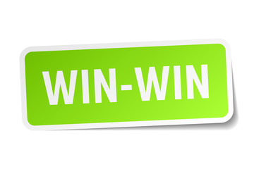 win-win green square sticker on white background