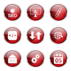 SEO Internet Sign Red Vector Button Icon Design Set 6