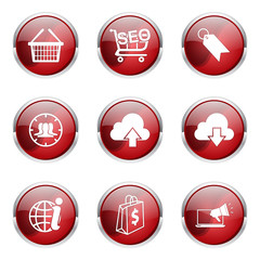 SEO Internet Sign Red Vector Button Icon Design Set 7