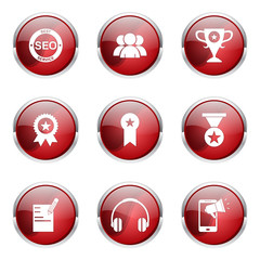 SEO Internet Sign Red Vector Button Icon Design Set 9