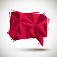 Red speech bubble geometric icon made in 3d modern style, best f