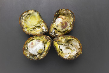 cutted rotten avocados