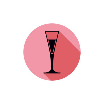 Alcohol theme icon, champagne goblet placed in a circle. Colorfu