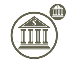 Bank building vector simple single color icon isolated on white