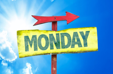 Monday sign with sky background