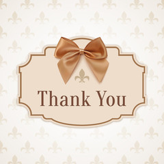 Thank you. Banner with golden ribbon and a bow.