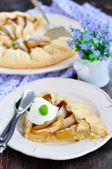 Galette pie with apple, cinnamon and castor sugar