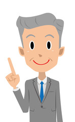 シニア　男性　ビジネスマン　指差し