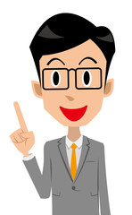 ビジネスマン　指差し　ポイント