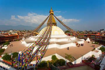 Boudhanath stupa kathmandu nepal - obrazy, fototapety, plakaty
