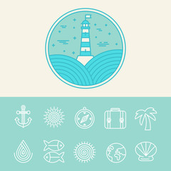 Vector nautical and travel icons