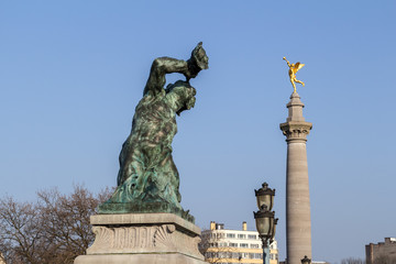 Liege bridge in winter day, Belgium