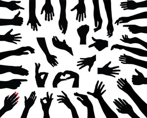 Black silhouettes of hands, vector