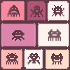 Seamless background with pixel alien monsters