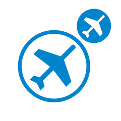 Plane vector simple single color icon isolated on white backgrou