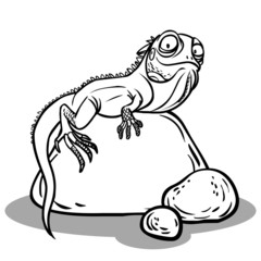 Funny cartoon lizard. Vector illustration