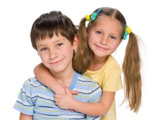 Happy sister and brother