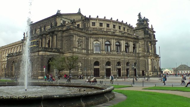 Semperoper with fountain - Dresden - Germany