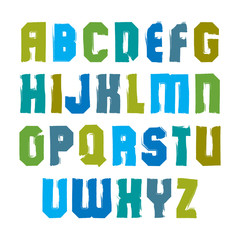 Vector stylish brush uppercase letters, handwritten colorful fon