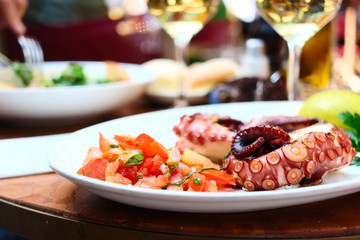 Octopus salad close up