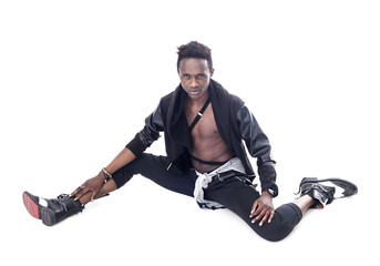 Handsome african model portrait posing and looking at camera