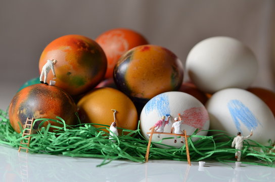 Painting eggs for Easter