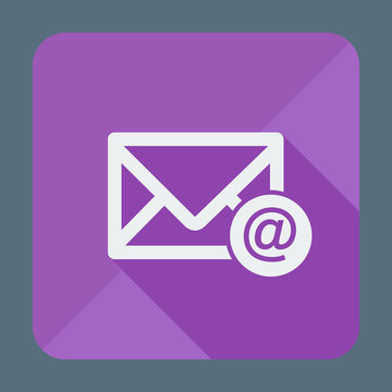 Mail icon, envelope with email sign. Flat design vector