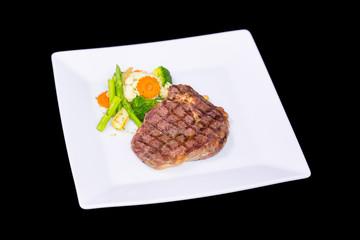 Cooked rib-eye steak
