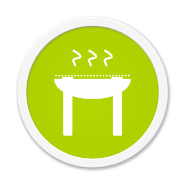 Button gr&uuml;n rund - Grill Symbol