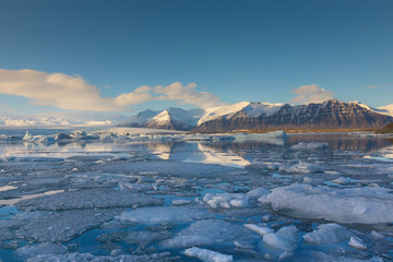 Ice lagoon with clear blur sky, Iceland