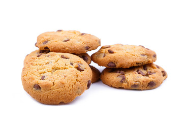 Tasty cookies on a white background.