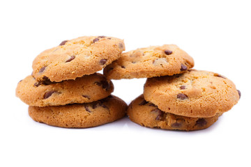 Tasty cookies on a white background.