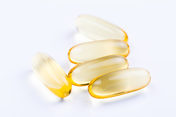 Fish oil on a white background.