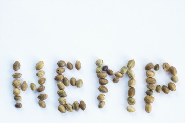 Text hemp made of cannabis seeds