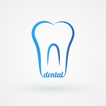 Line icon molar with word "dental"