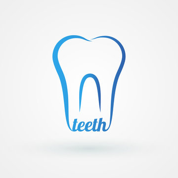 Line icon molar with word "teeth"