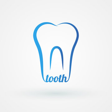 Line icon molar with word "tooth"