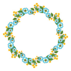 Frame of flowers arranged in a circle