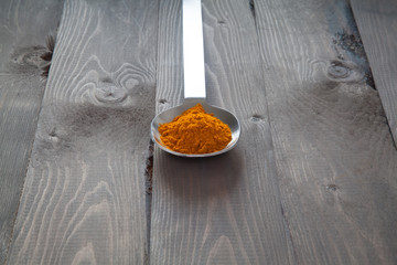Turmeric in a metal spoon